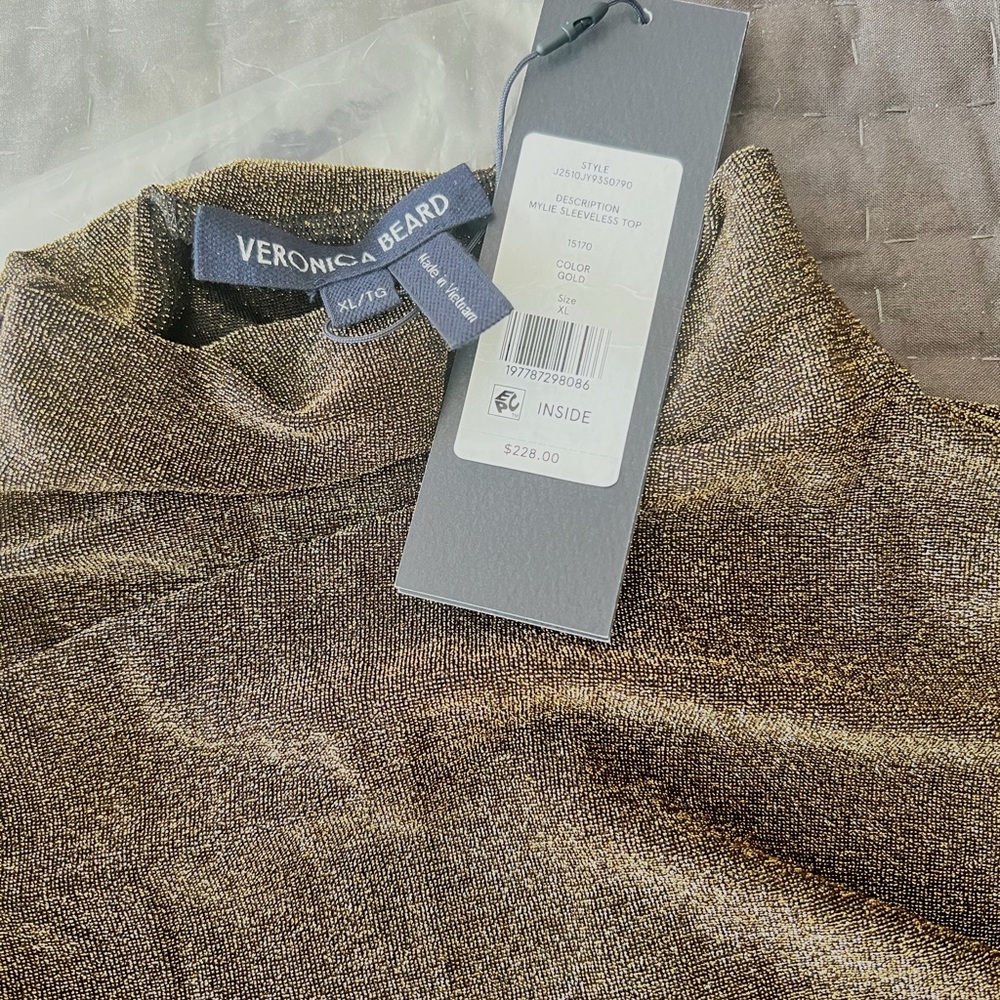 Veronica Beard Mylie Metallic Mock Neck Top XL - Picture 4 of 5